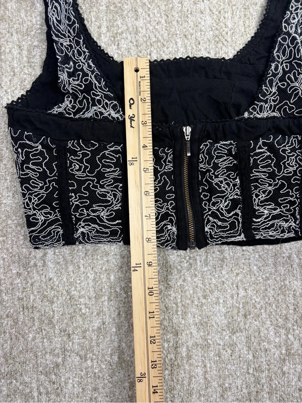 Free People Black Embroidered Cropped Tank
